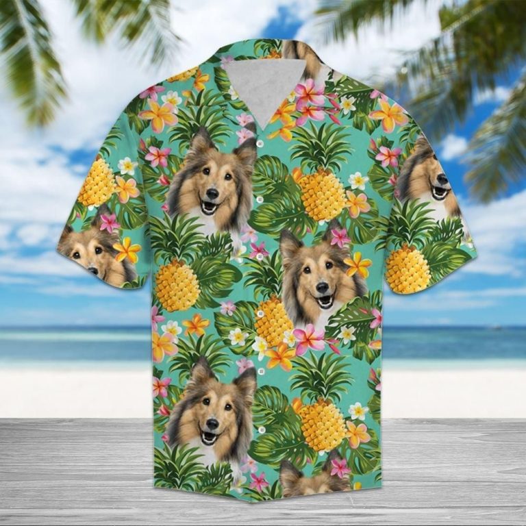Tropical Pineapple Shetland Sheepdog Hawaiian Shirt