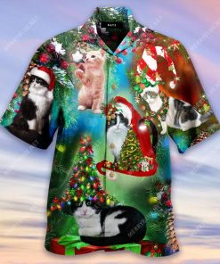 Trust A Man Who Likes Cats Christmas Casual Button-Up Shirt Trust A Man Who Likes Cats Christmas Casual Button-Up Shirt