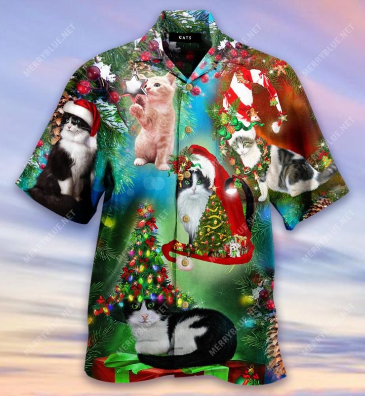 Trust A Man Who Likes Cats Christmas Casual Button-Up Shirt