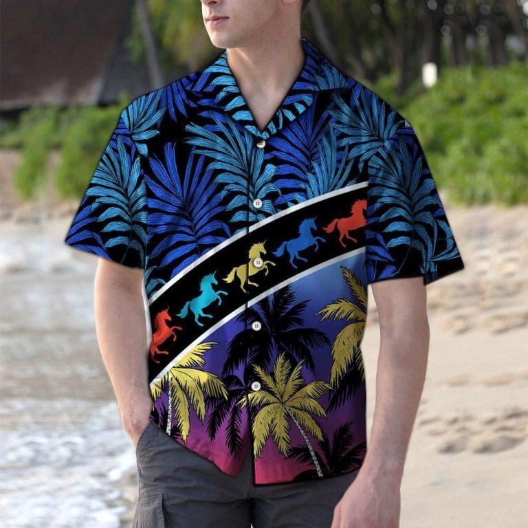 Vacation Tropical Coconut Palm Unicorn Hawaiian Shirt