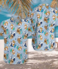 Wave Seamless And Dog Mermaid Casual Button-Up Shirt Wave Seamless And Dog Mermaid Casual Button-Up Shirt