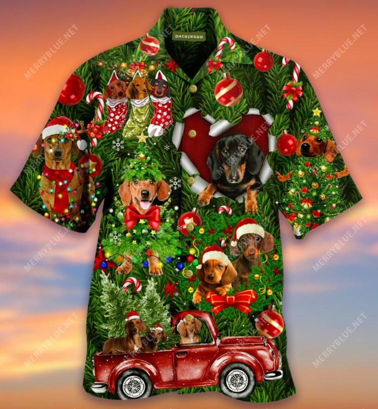 We Woof You A Merry Christmas Dachshund Aloha Shirt