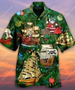 Xmas Ships Pirates Aloha Shirt