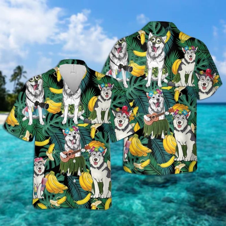 Alaskan Malamute Casual Button Down Short Sleeve Shirt