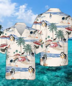 Alaskan Malamute Summer Beach Tropical Hawaiian Shirt
