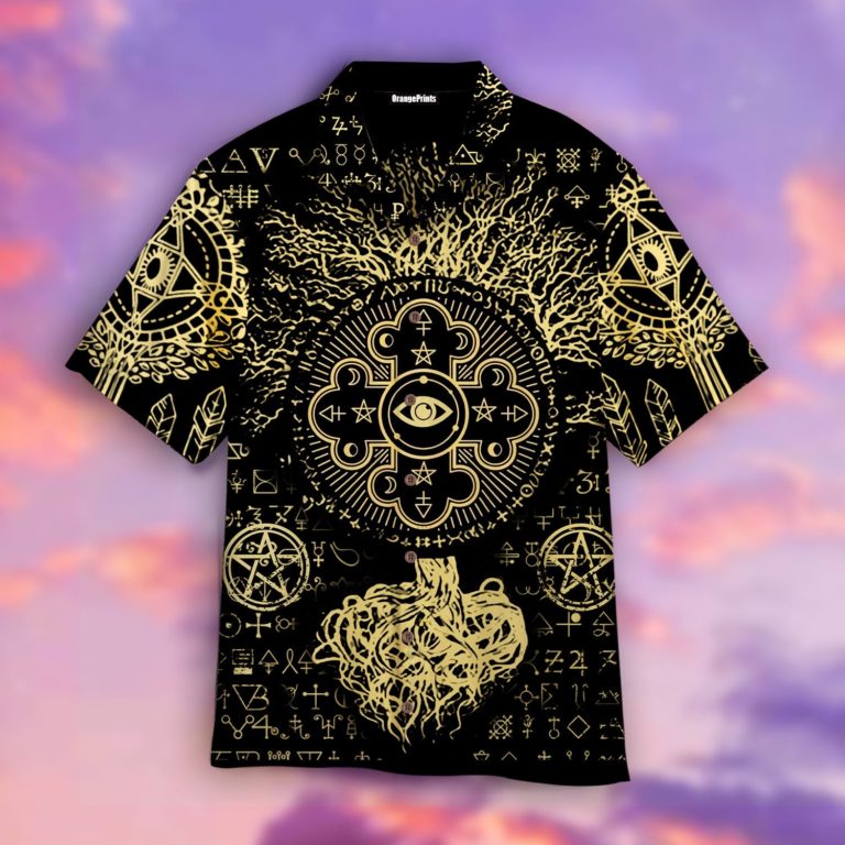 Alchemy World Tree Casual Button Down Short Sleeve Shirt