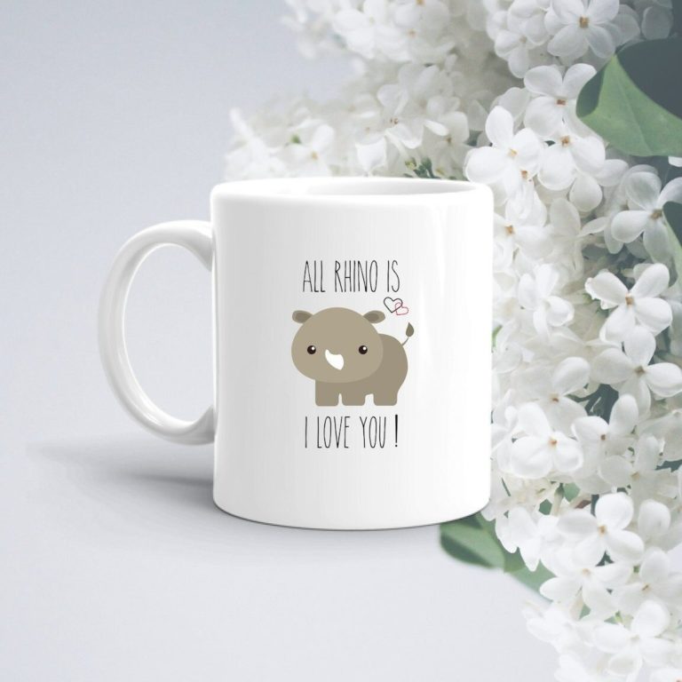 All Rhino Is I Love You Pun Ceramic Mug Valentines Couple With Love