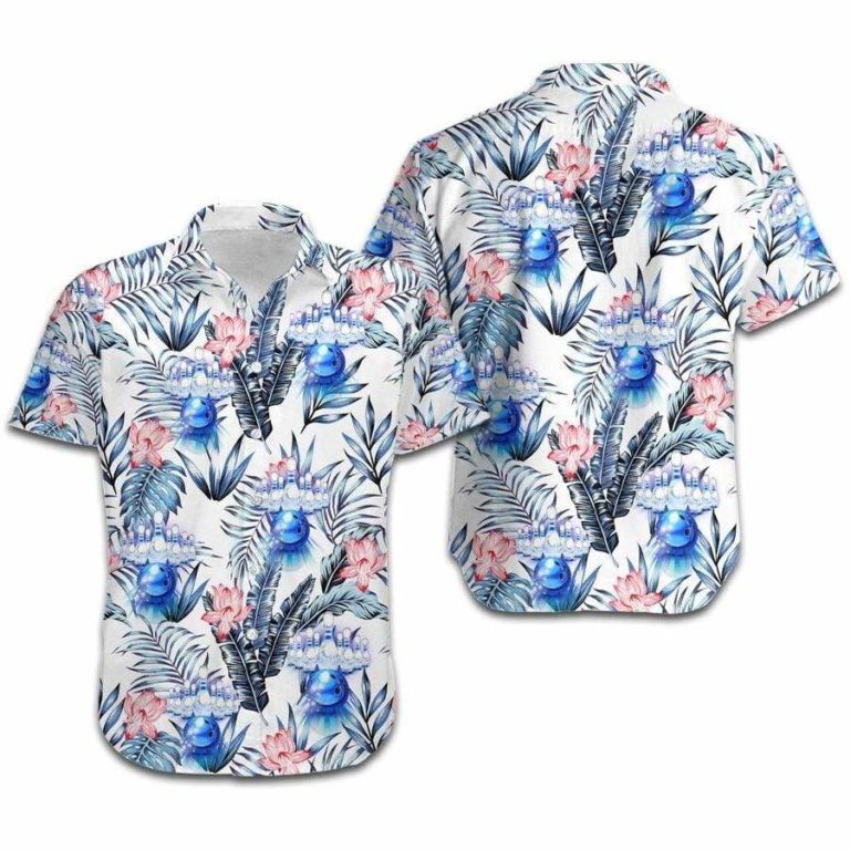 Aloha Bowling Tropical Lotus Floral Tropical Button Down Shirt