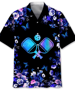 Aloha Floral Pickleball Short Sleeve Button Down Hawaiian Shirt