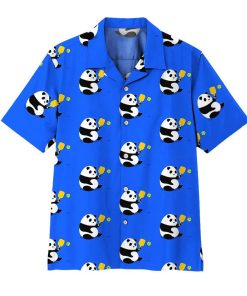 Alohazing Panda Pickleball Short Sleeve Printed Button Down
