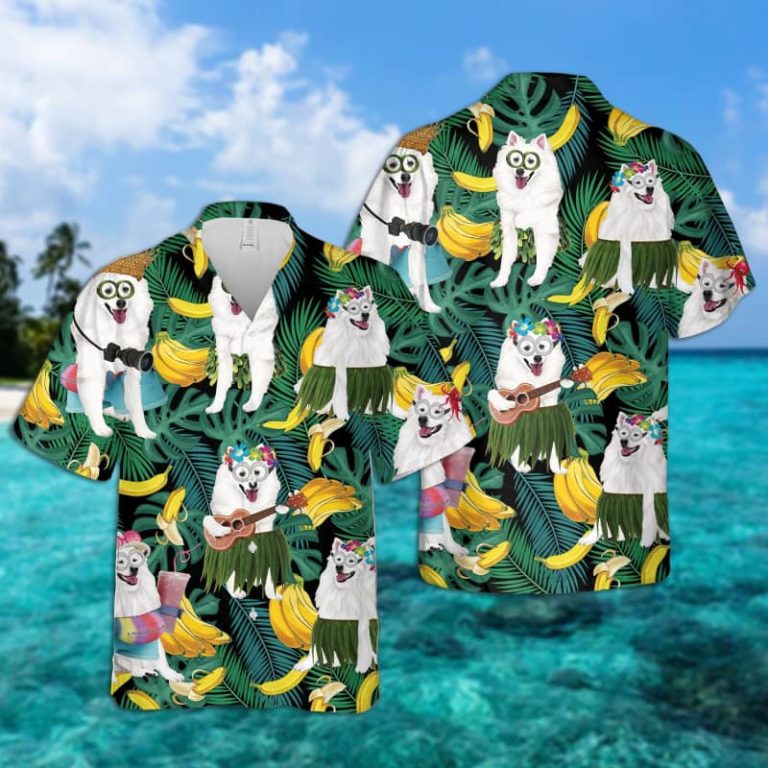 American Eskimo Banana Short Sleeve Printed Button Down