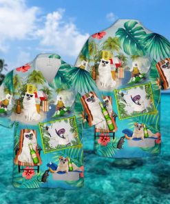 American Eskimo Surfing Short Sleeve Printed Button Down