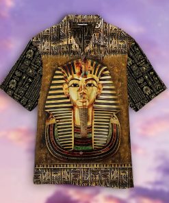 Ancient Egypt Tutankhamun Casual Button Down Short Sleeve Shirt