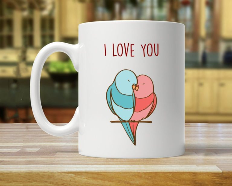 Anniversary Lovebird Valentines Couple With Love I Love You Mug