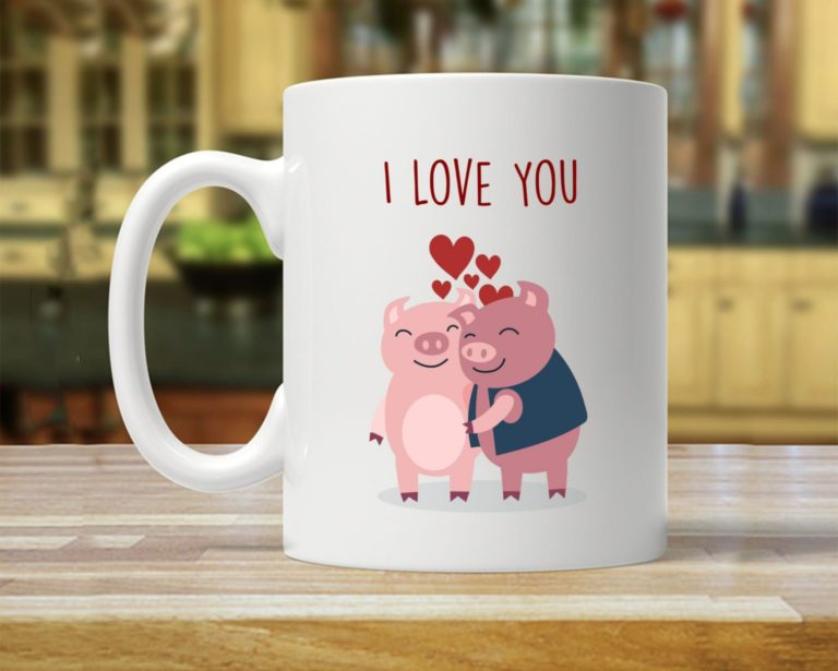 Anniversary Pig I Love You Couple In Love Ceramic Mug