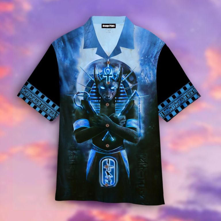 Anubis Blue Casual Button Down Short Sleeve Shirt