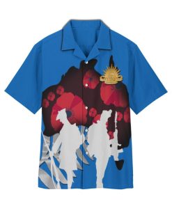 Anzac Day Australian Map Poppy Flower Short Sleeve Printed Button Down Anzac Day Australian Map Poppy Flower Short Sleeve Printed Button Down