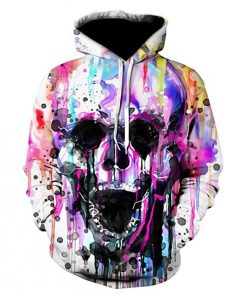 Artistic Colored Screaming Skull Hoodie