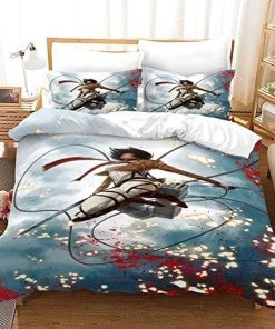 Attack On Titan Bed Set Beautiful Mikasa Anime Bedding