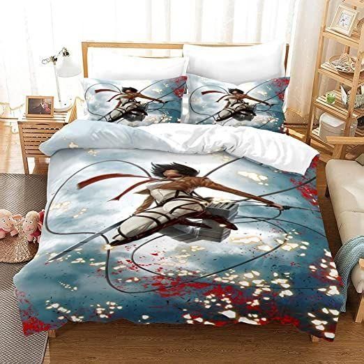 Attack On Titan Bed Set Beautiful Mikasa Anime Bedding - RobinPlaceFabrics