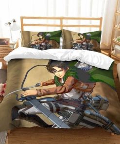 Attack On Titan Bed Set Levi Ackerman Strong Anime Bedding