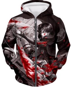 Attack On Titan Captain Levi Black And White Themed AOP Hoodie Attack On Titan Captain Levi Black And White Themed AOP Hoodie