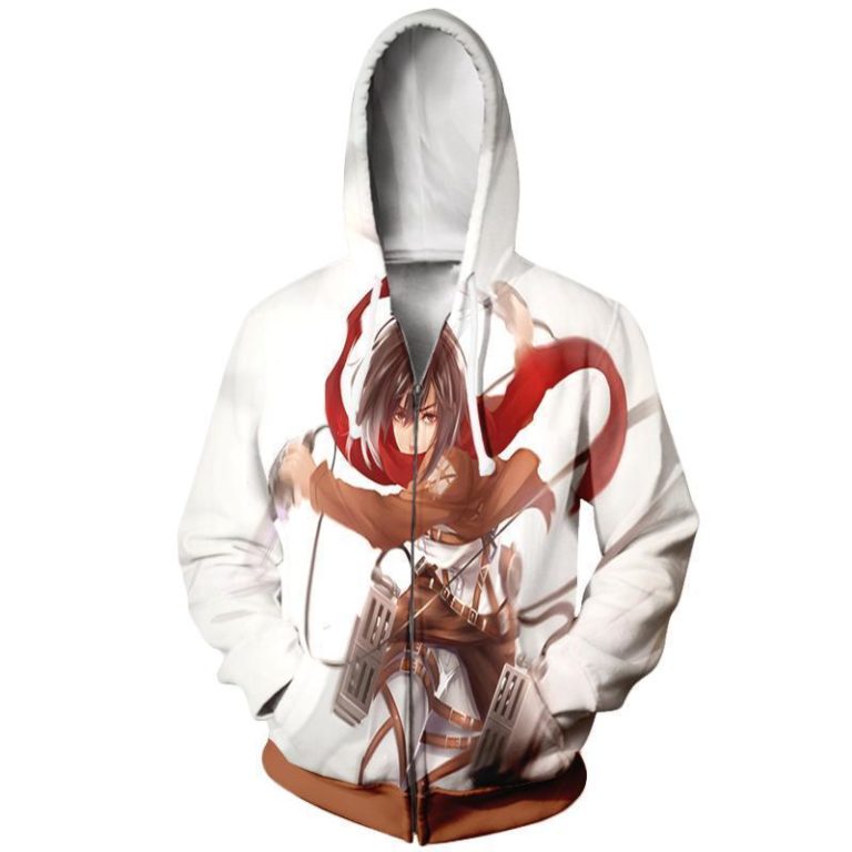 Attack On Titan Mikasa Ackerman Red Scarf All Over Print Hoodie and Zip