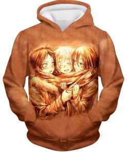 Attack On Titan Three Best Childhood Friends Eren X Mikasa X Armin Anime All Over Print Hoodie and Zip
