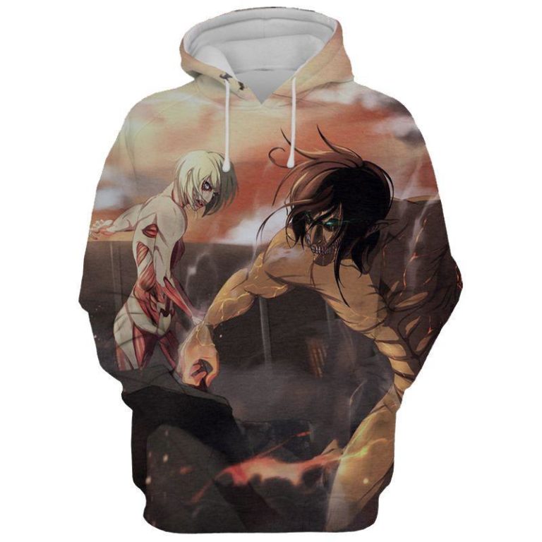 Attack Titan And Female Titan Wall Battle All Over Print Hoodie and Zip