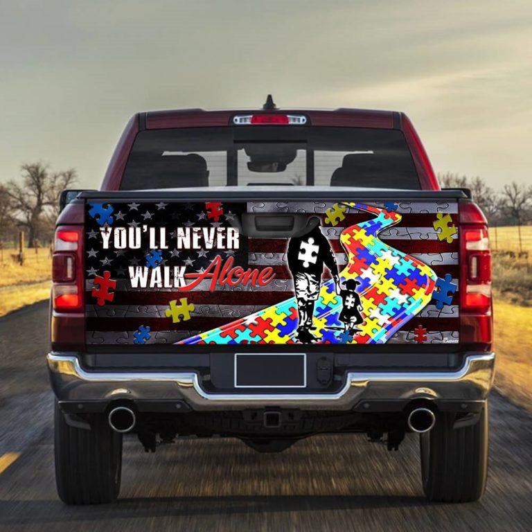 Autism Awareness Never Walk Alone Truck Tailgate Decal