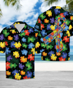 Autism Awarness Tropical Button Down Shirt Autism Awarness Tropical Button Down Shirt