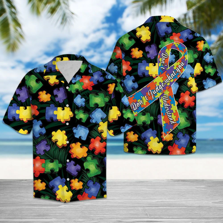Autism Awarness Tropical Button Down Shirt