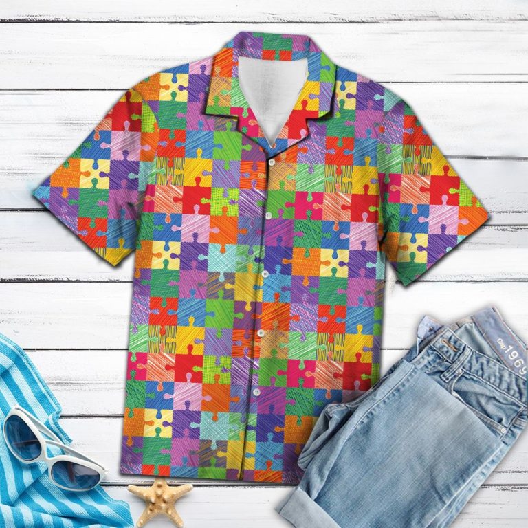 Autism Pieces Colorful Hawaiian Shirt