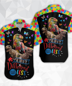 Autism Puzzle Dinosaur Just Different Not Less Tropical Hawaiian Shirt Autism Puzzle Dinosaur Just Different Not Less Tropical Hawaiian Shirt