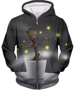 Baby Groot Favourite Guardian Grey All Over Print Hoodie and Zip