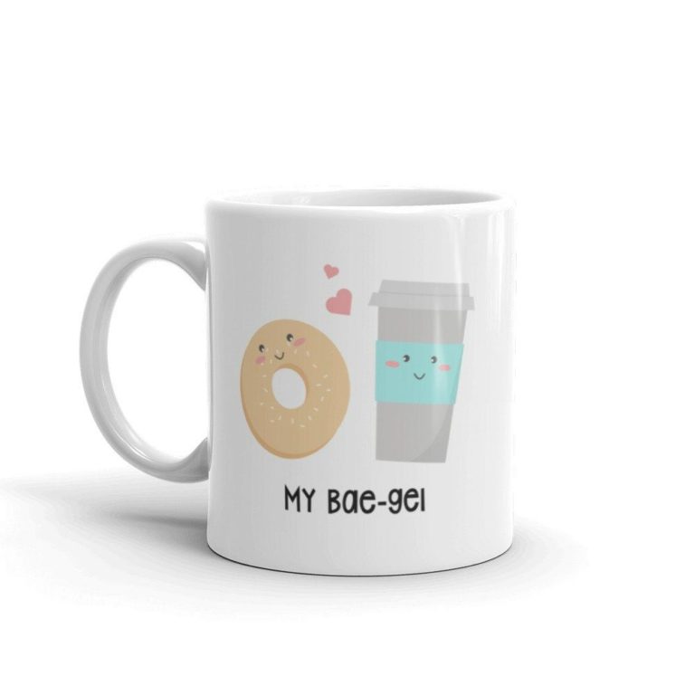 Bae-Gel Coffee And Bagel Couple Valentine Ceramic Mug