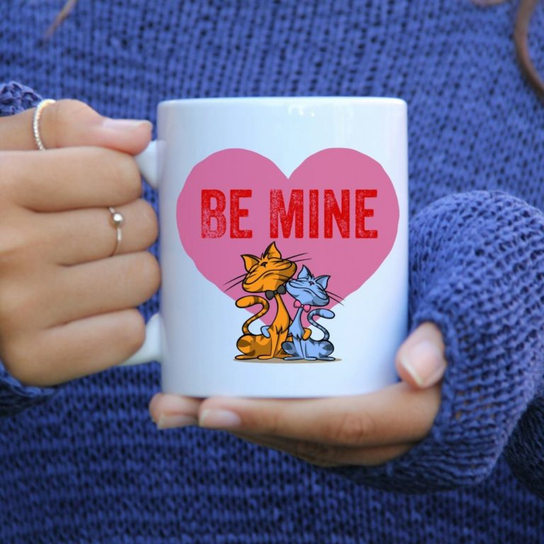 Be Mine Love Valentines Cat Coffee Ceramic Mug