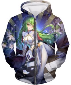 Beautiful Code Geass Green Headed Anime Girl Poster All Over Print Hoodie and Zip