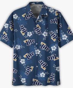 Beer Miller Lite Casual Short Sleeve Hawaiian Shirt