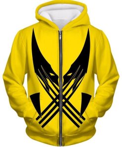 Best Mutant Hero Wolverine Promo Yellow 3D Hoodie and Zip Best Mutant Hero Wolverine Promo Yellow 3D Hoodie and Zip