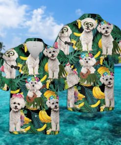 Bichon Frise Banana Casual Button Down Short Sleeve Shirt Bichon Frise Banana Casual Button Down Short Sleeve Shirt