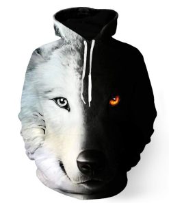 Black and White Wolf Hoodie