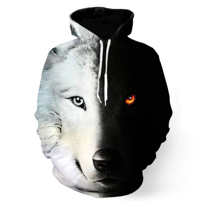 Black and White Wolf Hoodie