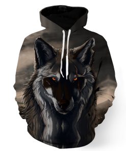 Black Wolf 3D Print Pullover Hoodie Black Wolf 3D Print Pullover Hoodie