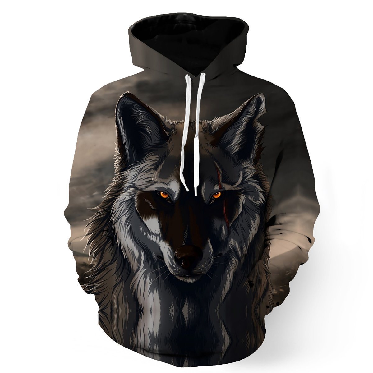 Black Wolf 3D Print Pullover Hoodie - RobinPlaceFabrics