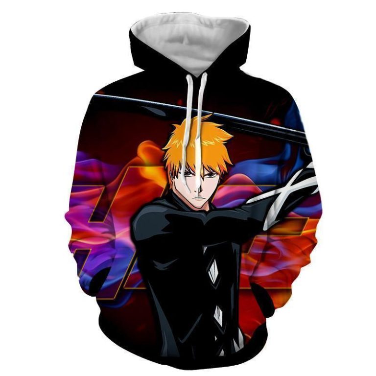 Bleach Anime – Classic Black Ichigo Manga Bleach All Over Print Hoodie and Zip