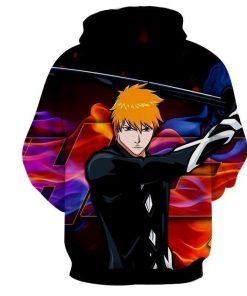 Bleach Anime – Classic Black Ichigo Manga Bleach All Over Print Hoodie and Zip