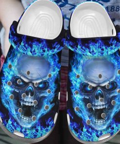 Blue Fire Skull Shoes  Skull Shoes Crocbland Clog Gifts For Men Son- Crocs Shoes