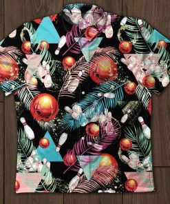 Bowling Leaf Colorful Short Sleeve Button Down Hawaiian Shirt