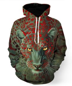 Brave Leopard in Green Hoodie
